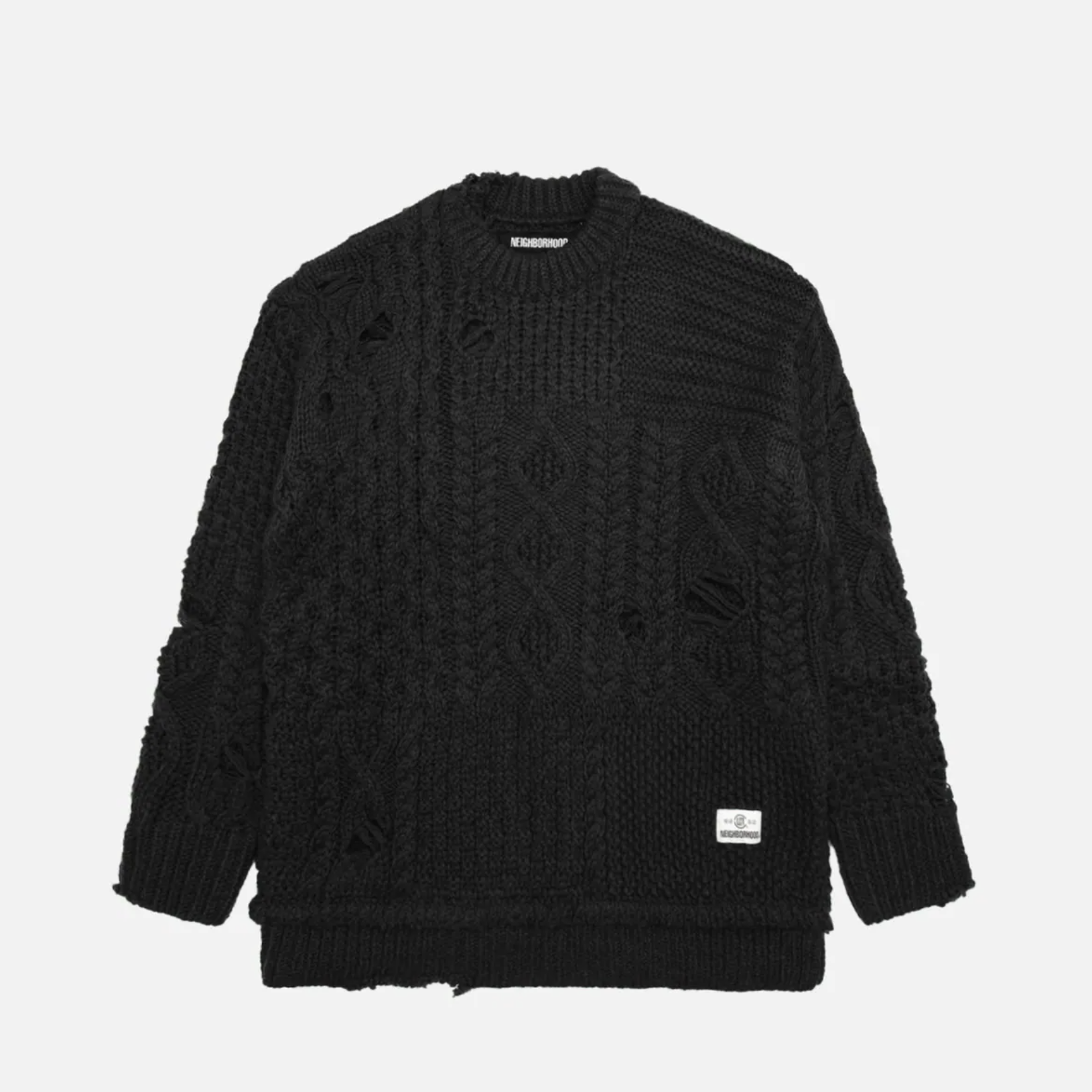 -(B4c04)-CLOT X NEIGHBORHOOD PATCHWORK SAVAGE SWEATER 聯名款 粗針織 破壞 毛衣 黑色/綠色 -252FU20N-KNM01S
