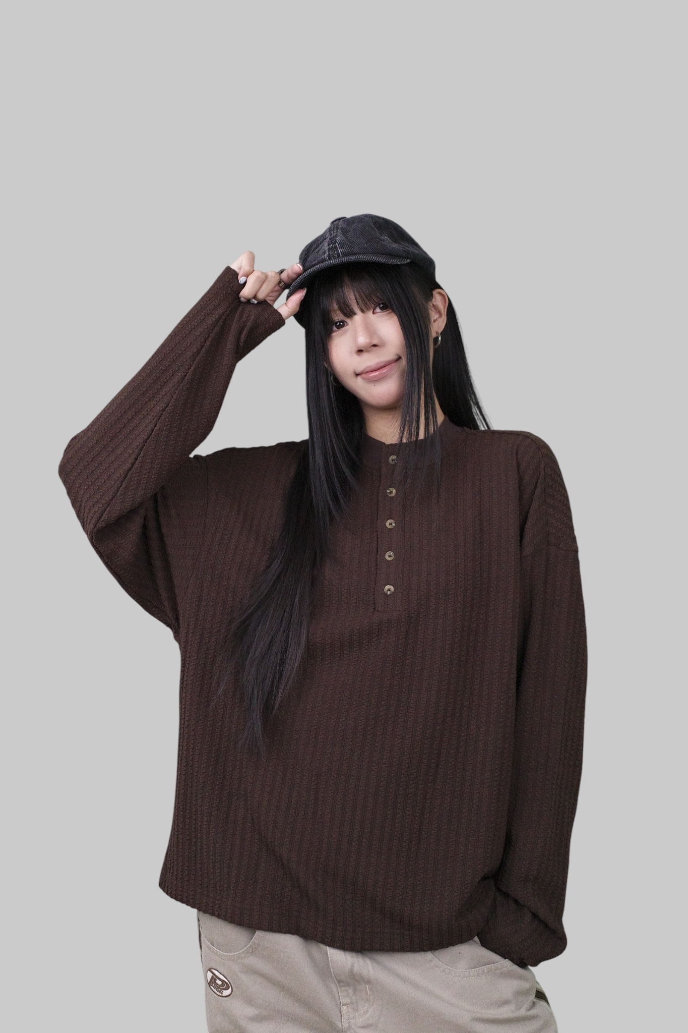 『Always_Good』立體紋理 針織 亨利領 長袖