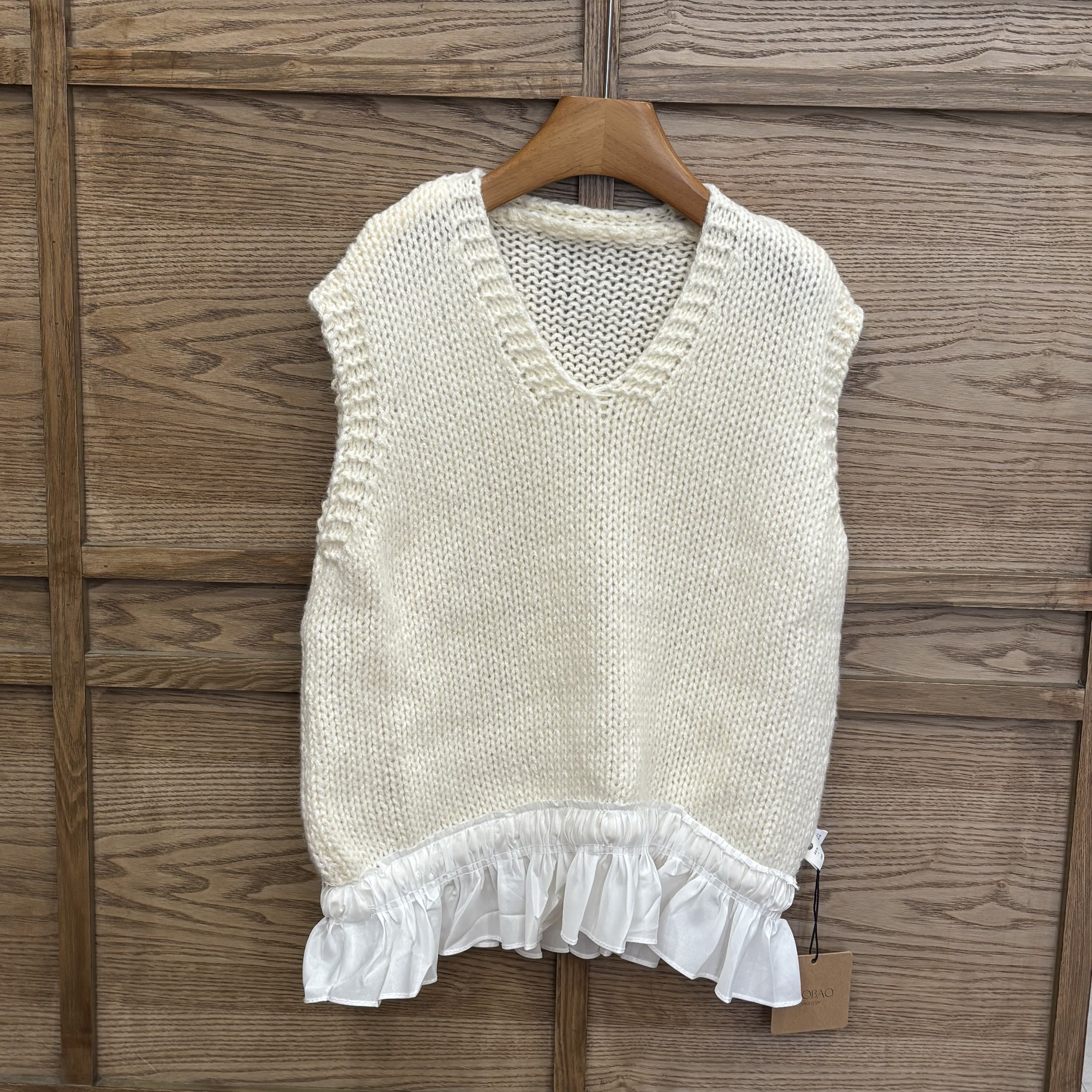 A03461 寬袖粗針織背心