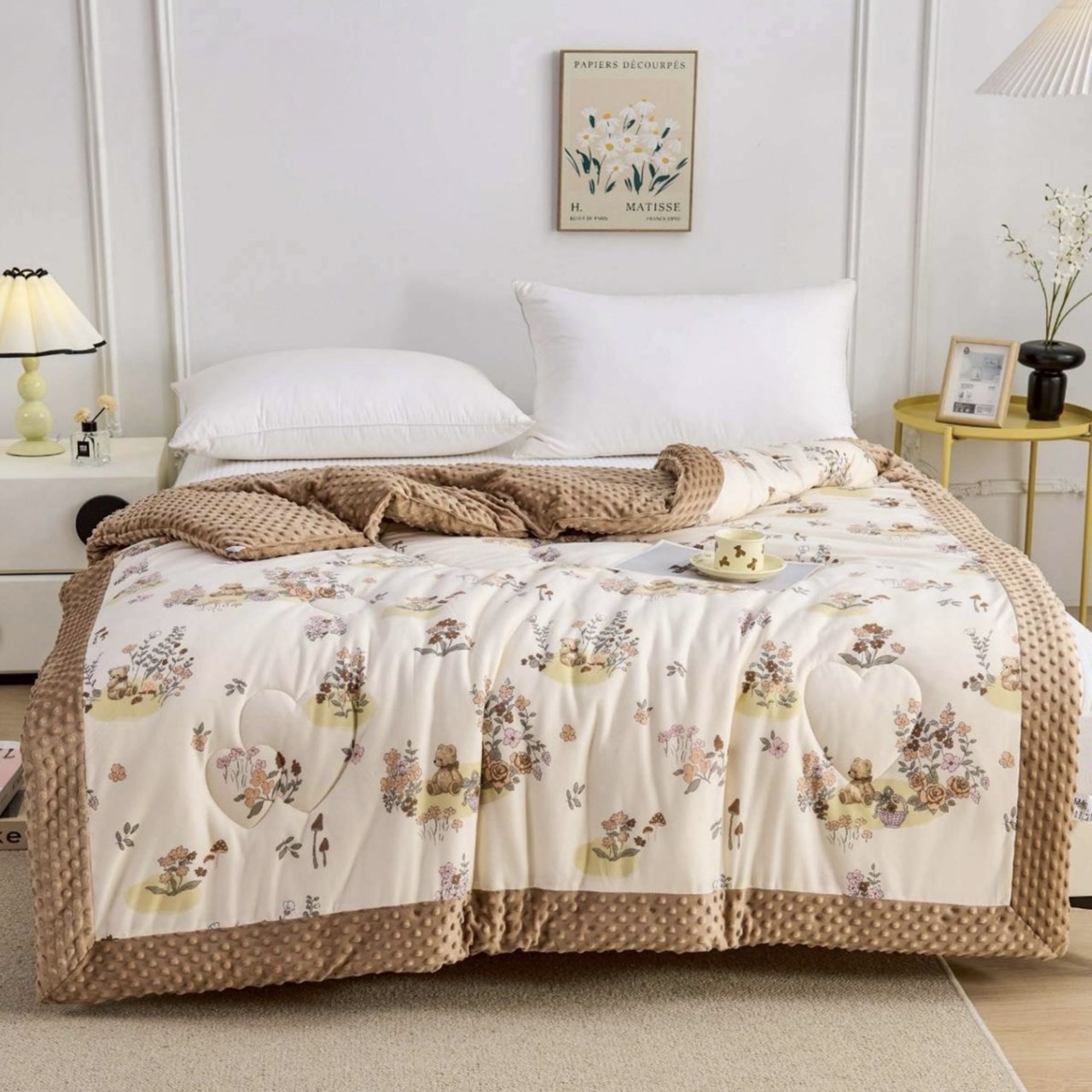 針織荳荳絨被｜棕野童話