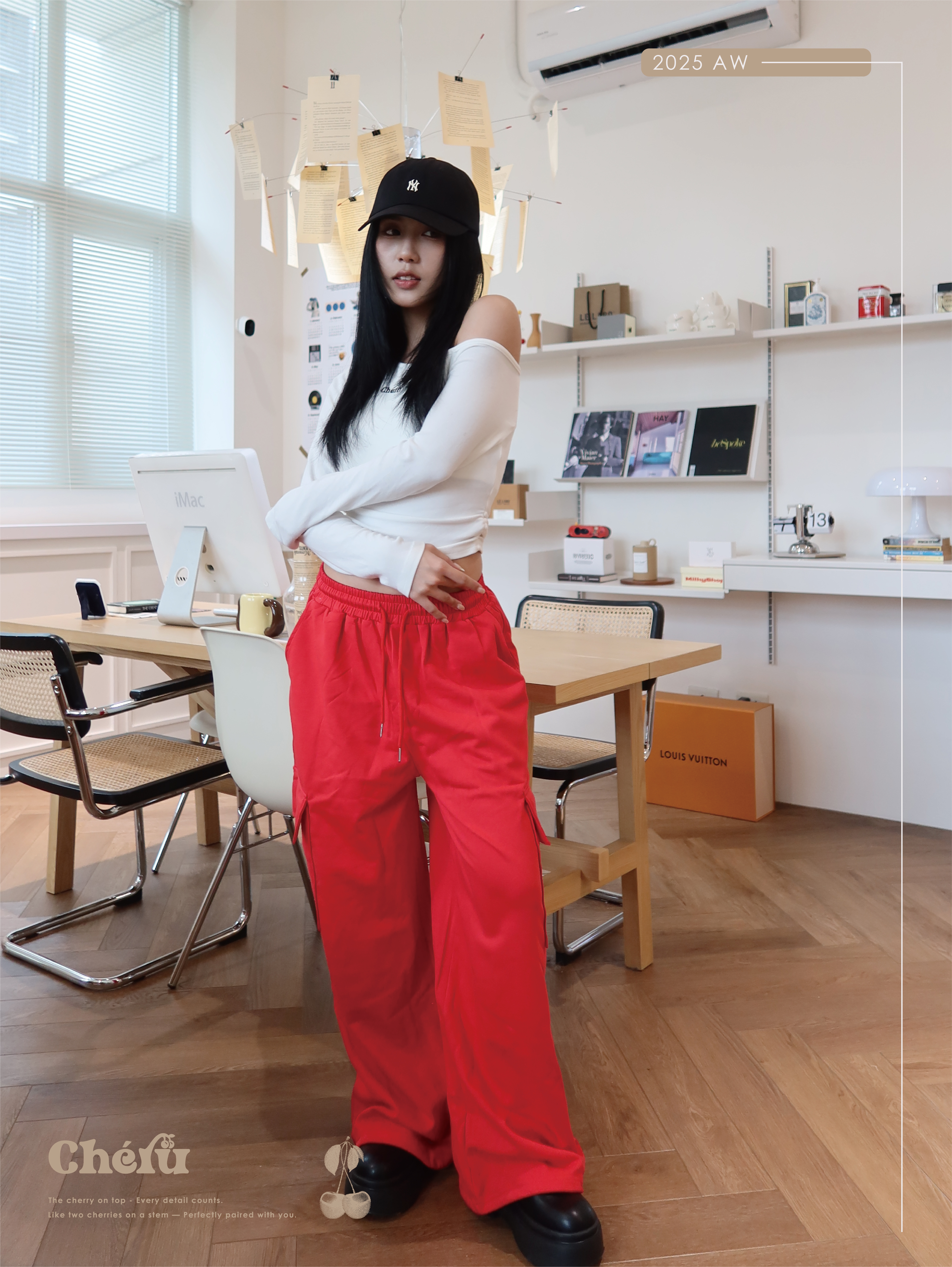 彎刀工裝口袋棉褲