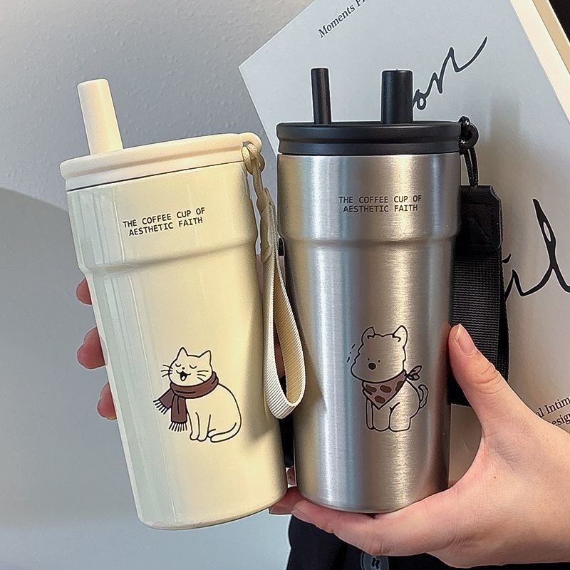 《12054》狗狗與貓咪小保溫杯/500ml