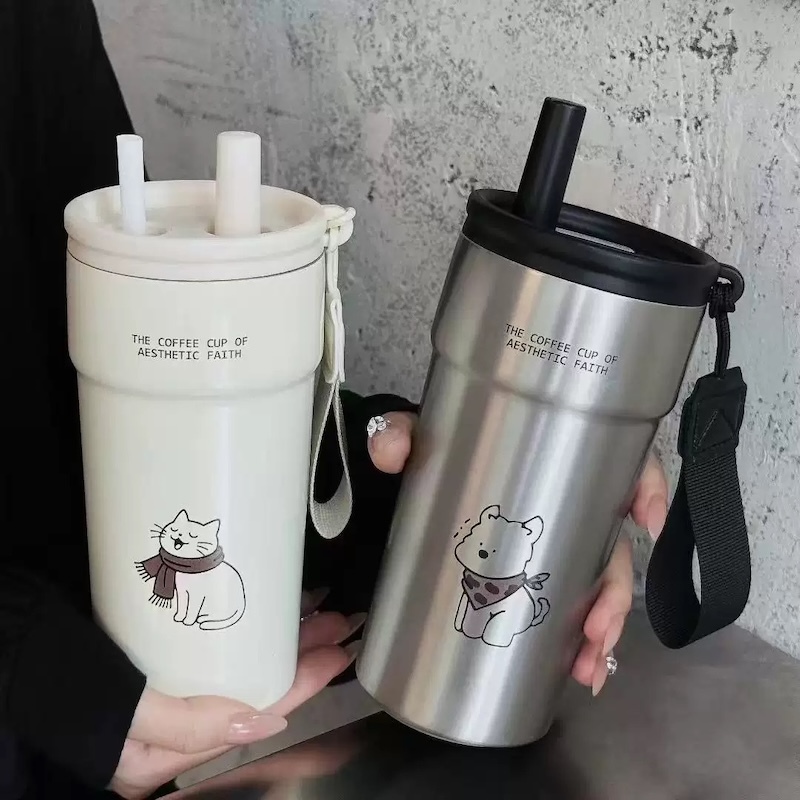 《12054》狗狗與貓咪小保溫杯/500ml