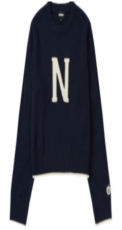 [K] NERDY W'S CLASSIC N CREWNECK SWEATER_NAVY, PNEF24NT0416 (KN142)