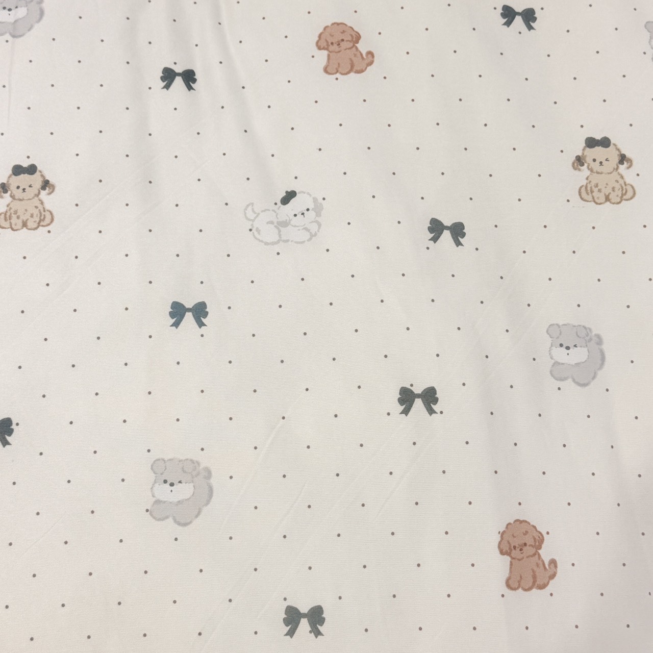 針織荳荳絨被｜奶油小狗