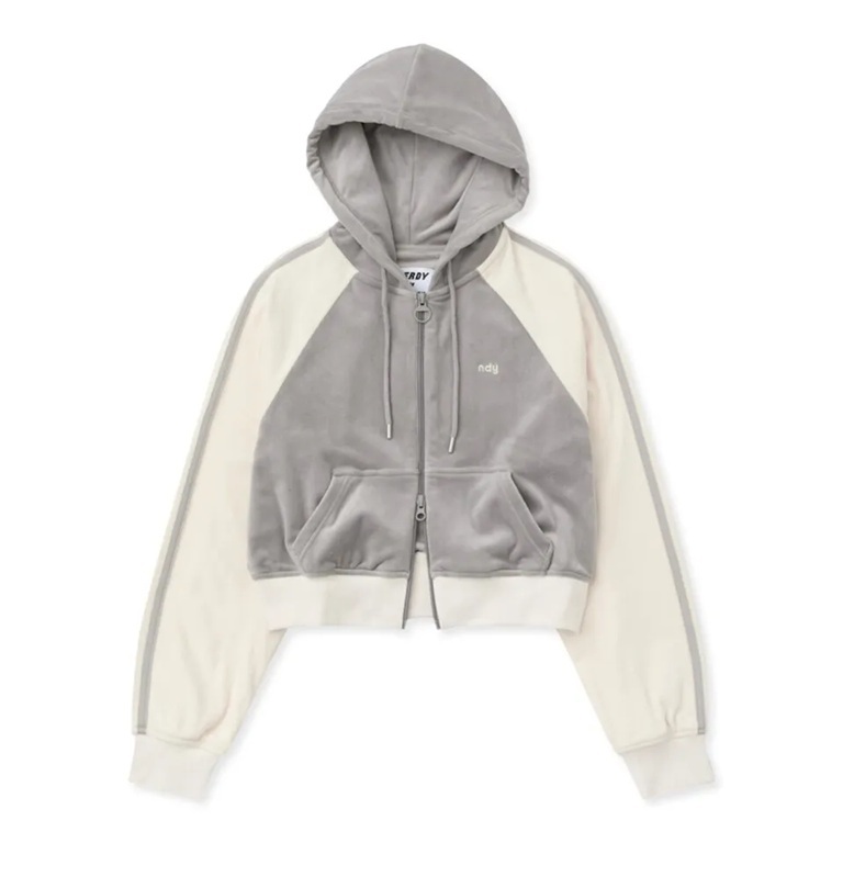 [K] NERDY W'S VELOUR HOODIE TRACK TOP 25FW_GRAY, PNEF25TR0819 (KN45)