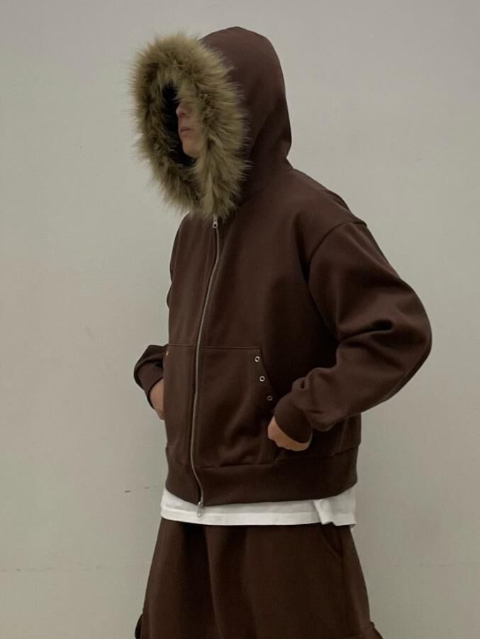 毛毛帽拉鍊外套 EASY-094JK