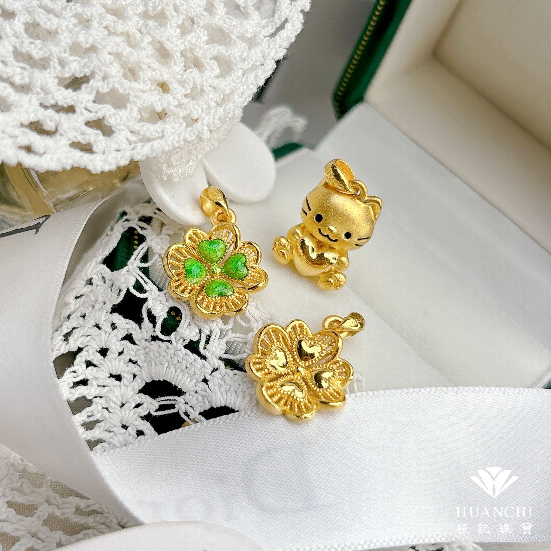 幸運草的祝福 黃金墜子