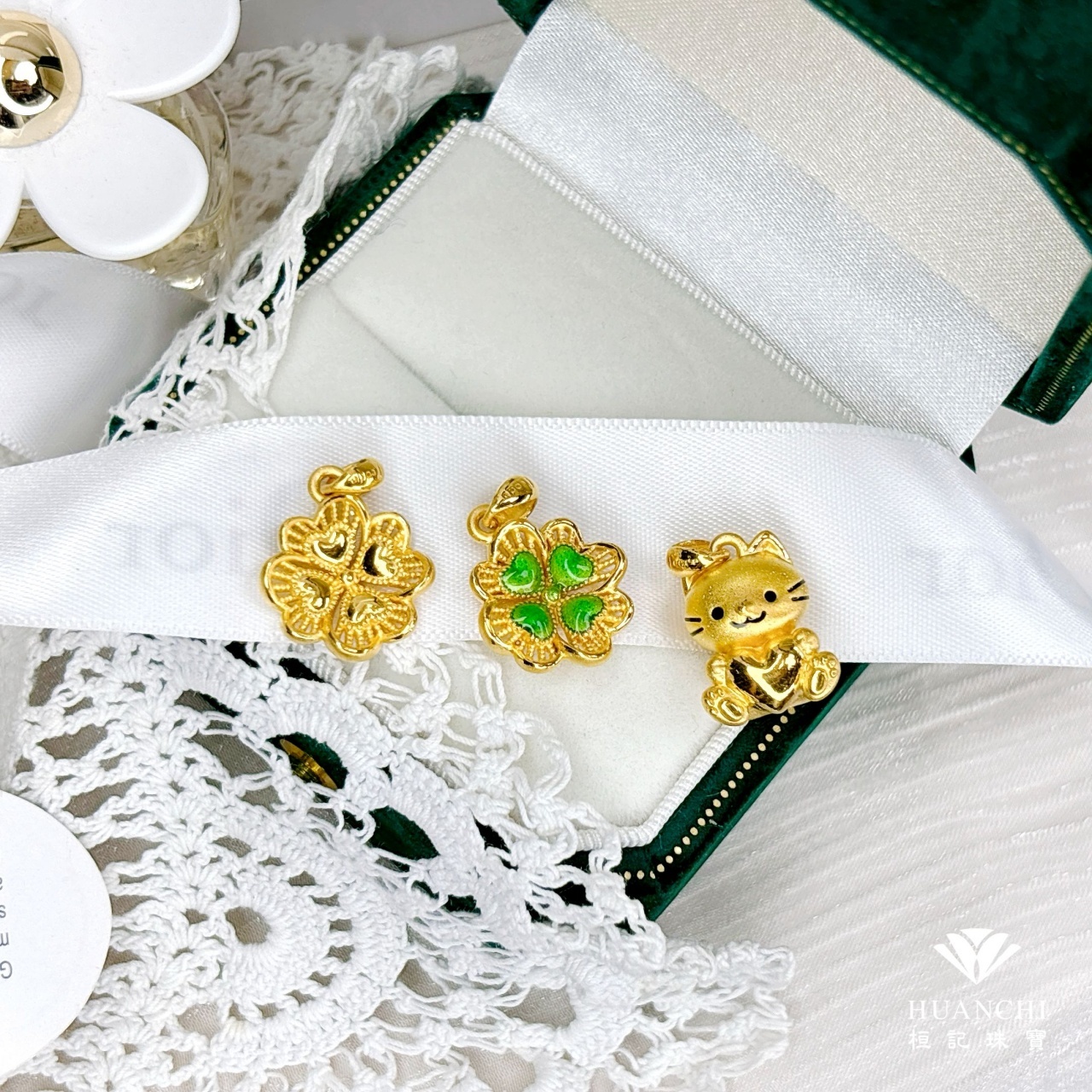 幸運草的祝福 黃金墜子