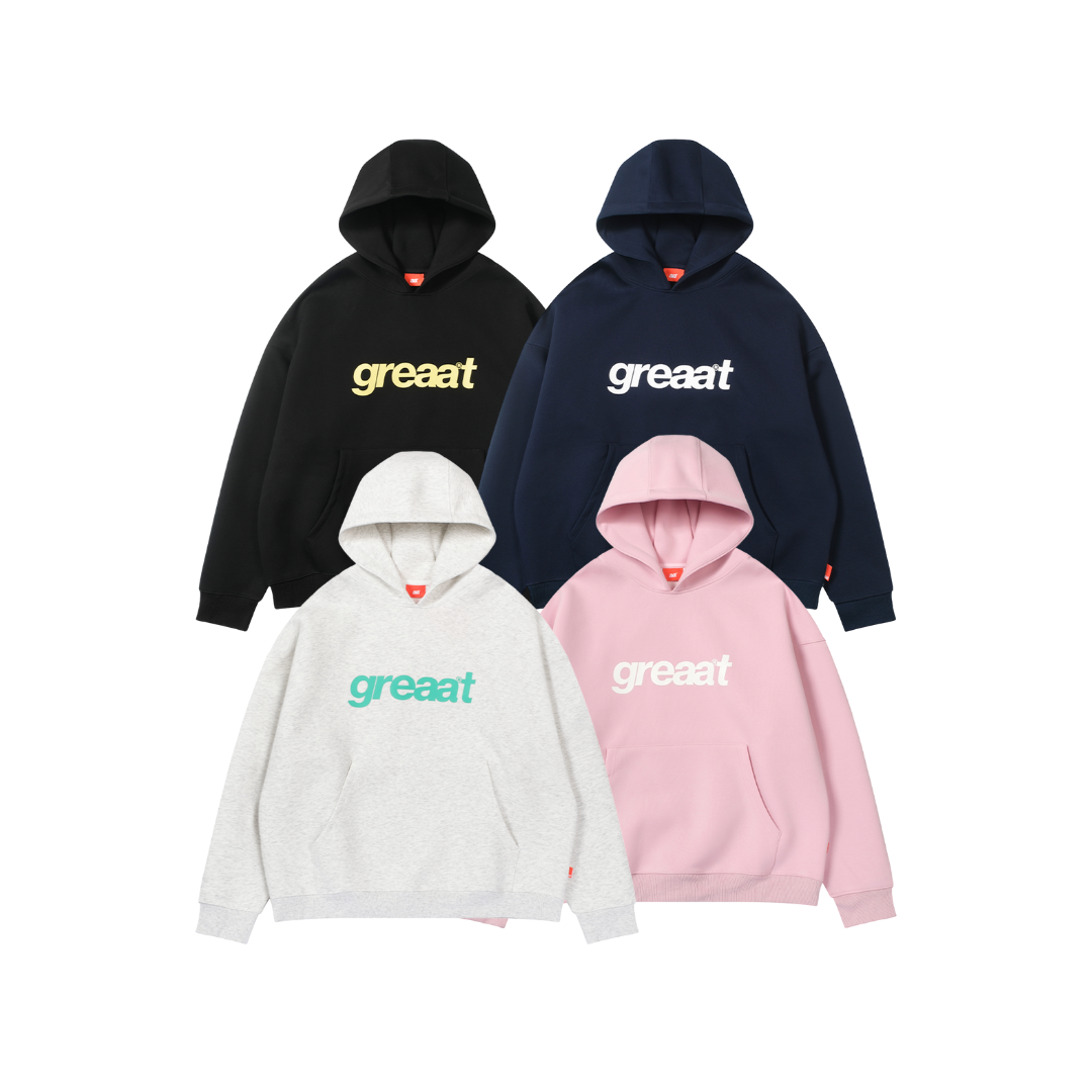 A.A GREAAT Hoodie 寬版印花帽TEE 4色