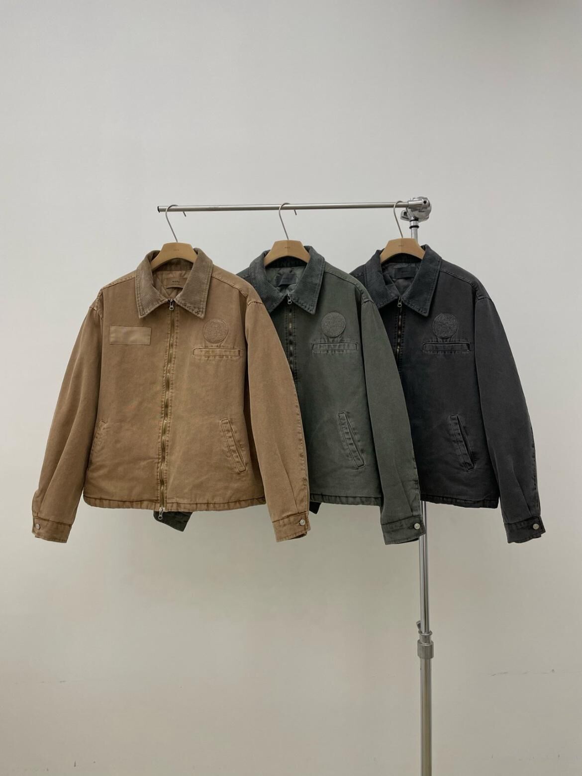 洗水淨色連帽拉鍊外套(薄夾棉) EASY-099JK