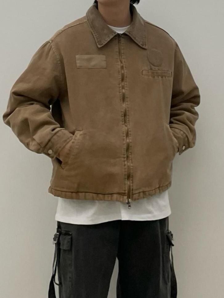 洗水淨色連帽拉鍊外套(薄夾棉) EASY-099JK