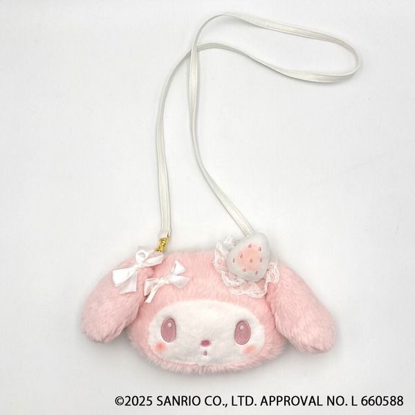 日本 Sanrio My Melody 白草莓下午茶系列 頭形斜揹袋