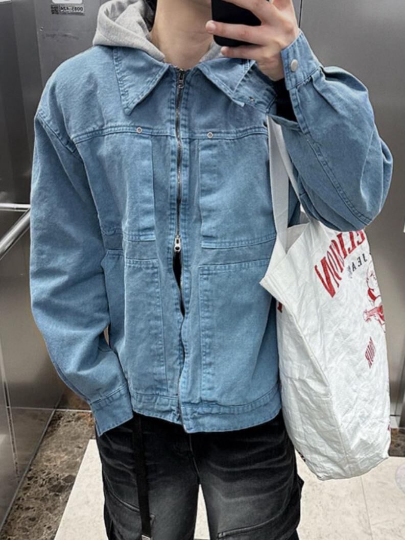 拼色連帽拉鍊外套(帽可拆) EASY-100JK