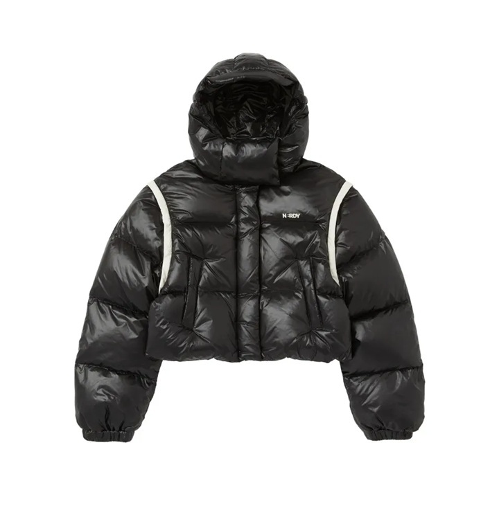 [K] NERDY W'S DETACHABLE SLEEVE GLOSSY DOWN JACKET_BLACK, PNEW23DJ0801 (KN65)