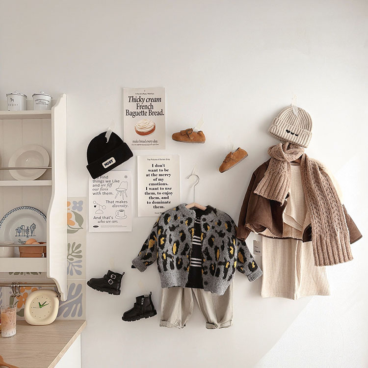 灰色豹紋針織外套