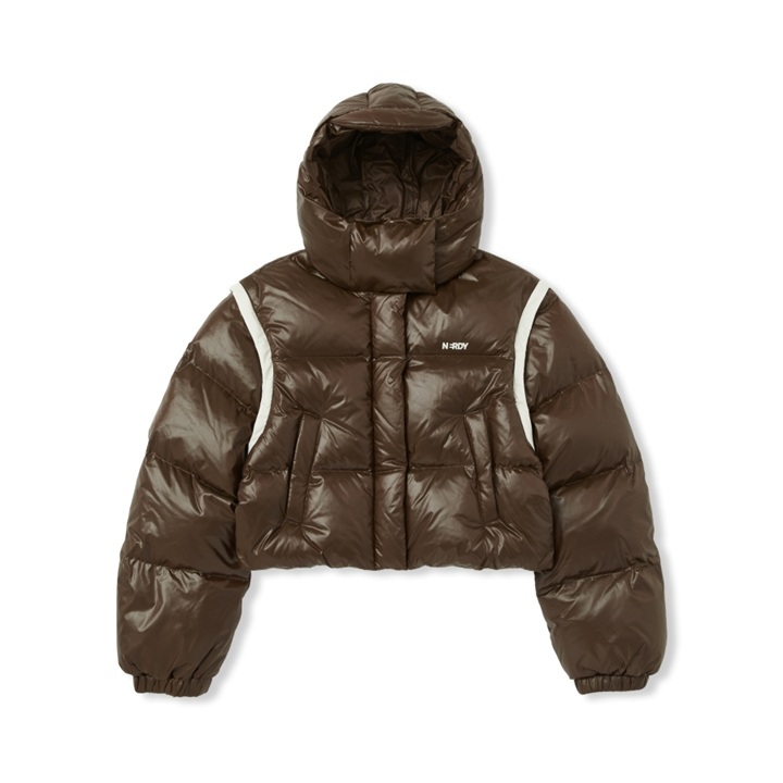 [K] NERDY W'S DETACHABLE SLEEVE GLOSSY DOWN JACKET_BROWN, PNEW23DJ0841 (KN67)
