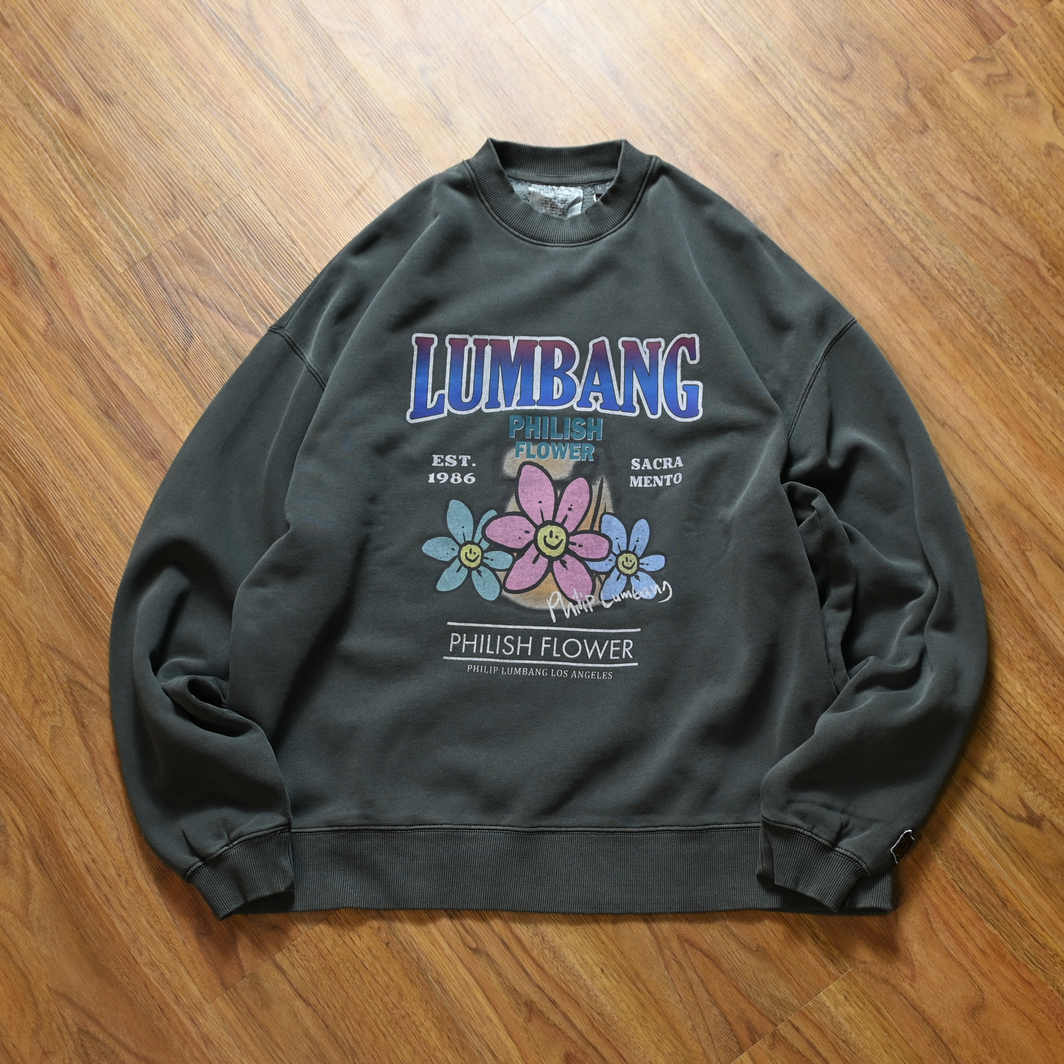 Philip Lumbang JP 3 Flowers Pigment Dyed Big Sweater