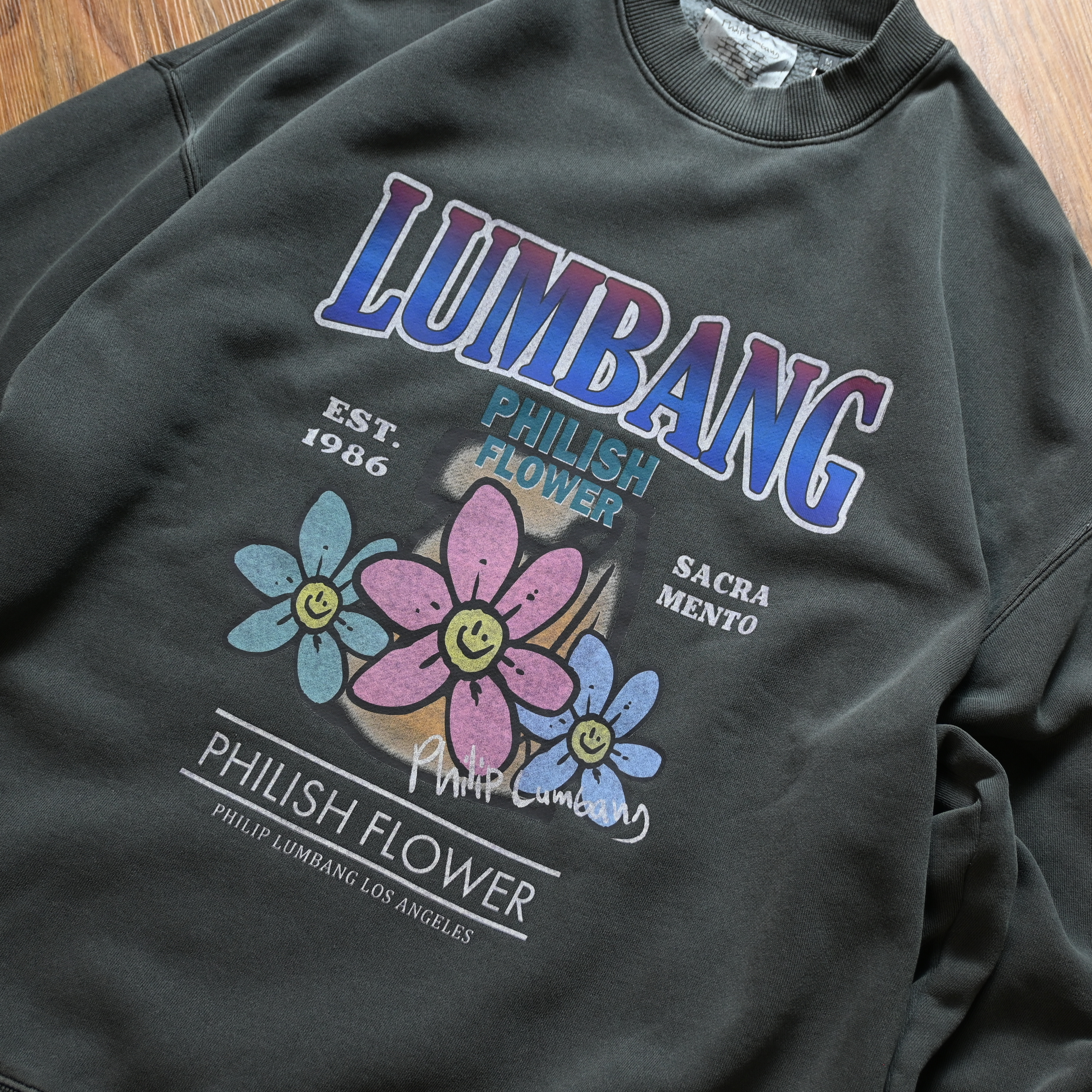 Philip Lumbang JP 3 Flowers Pigment Dyed Big Sweater