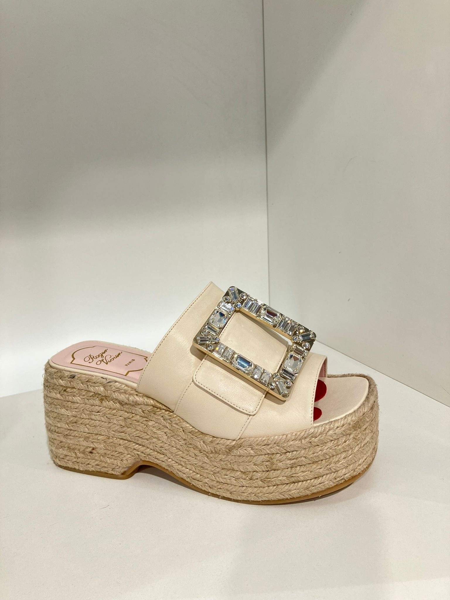Roger Vivier strass wedge sandals white