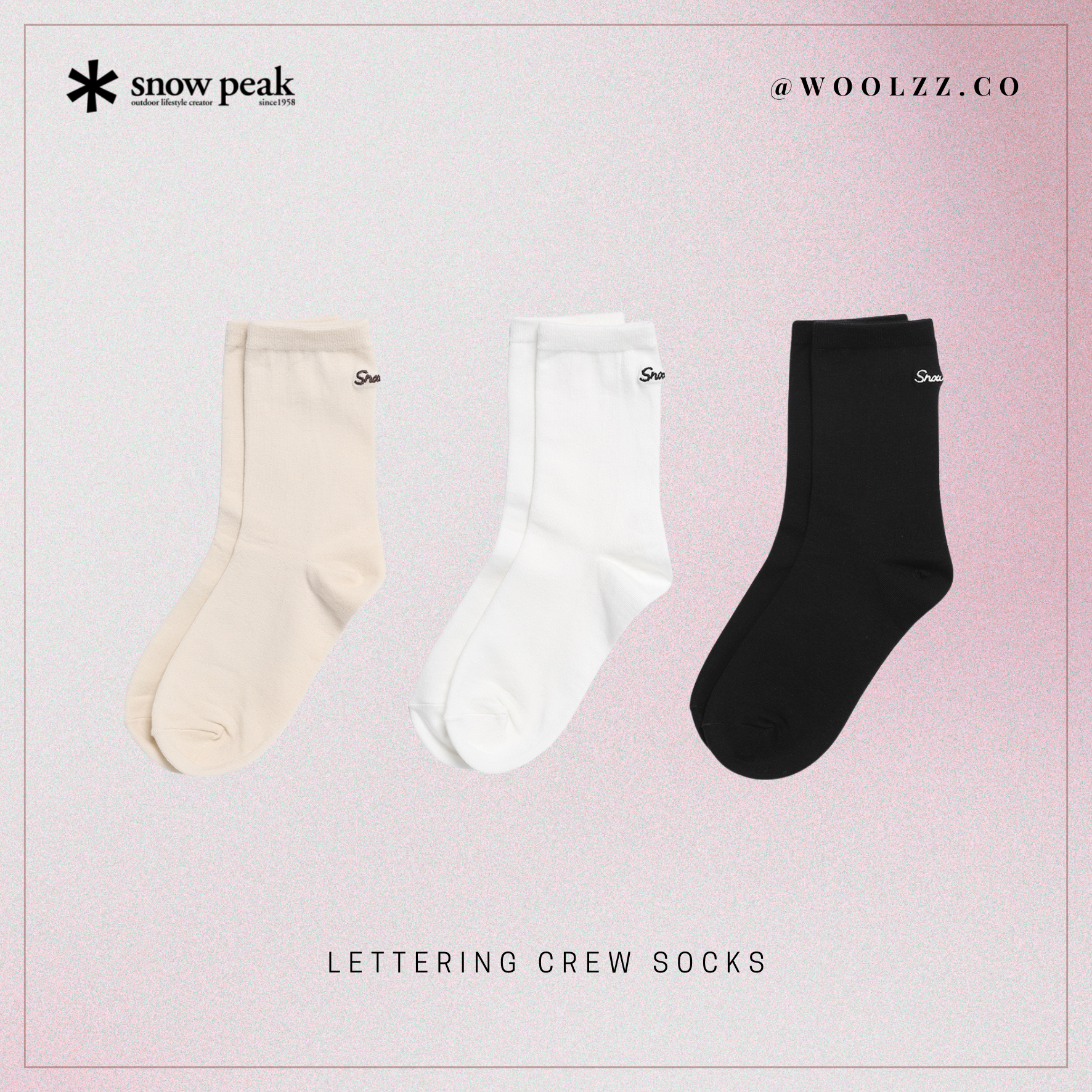 Snow Peak 字母刺繡中筒襪 S25ZWF-SO84