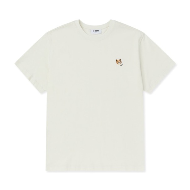 [K] NERDY HANDSOME CAT WAPPEN S/S T-SHIRT_CREAM, PNEU25ST2502 (KN74)