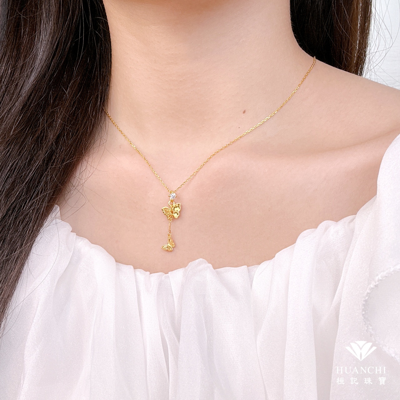 輕舞雙蝶 黃金墜子
