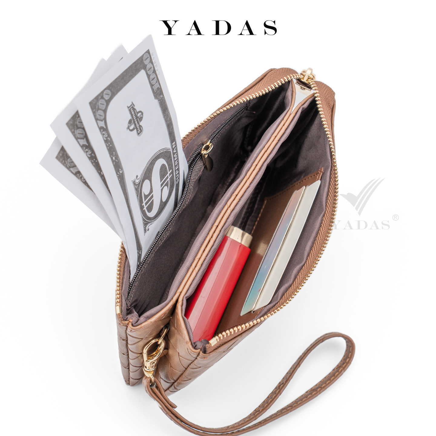 Quilted Solid-Color Wristlet Phone Wallet