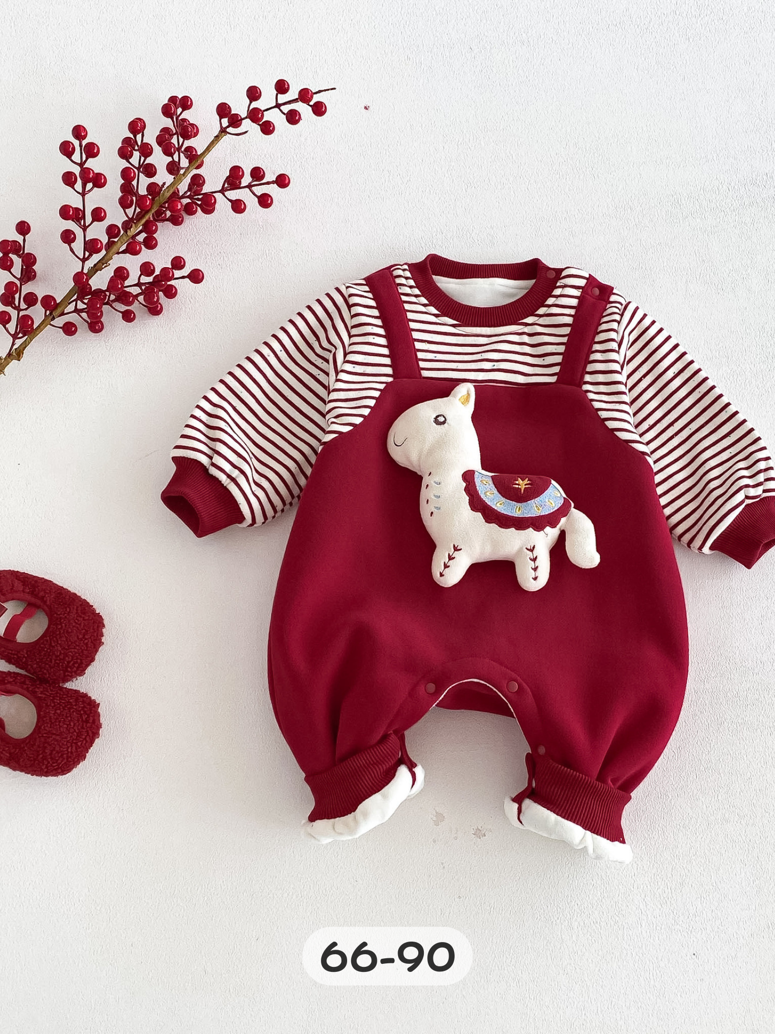 假兩件立體小馬  加絨連身衣