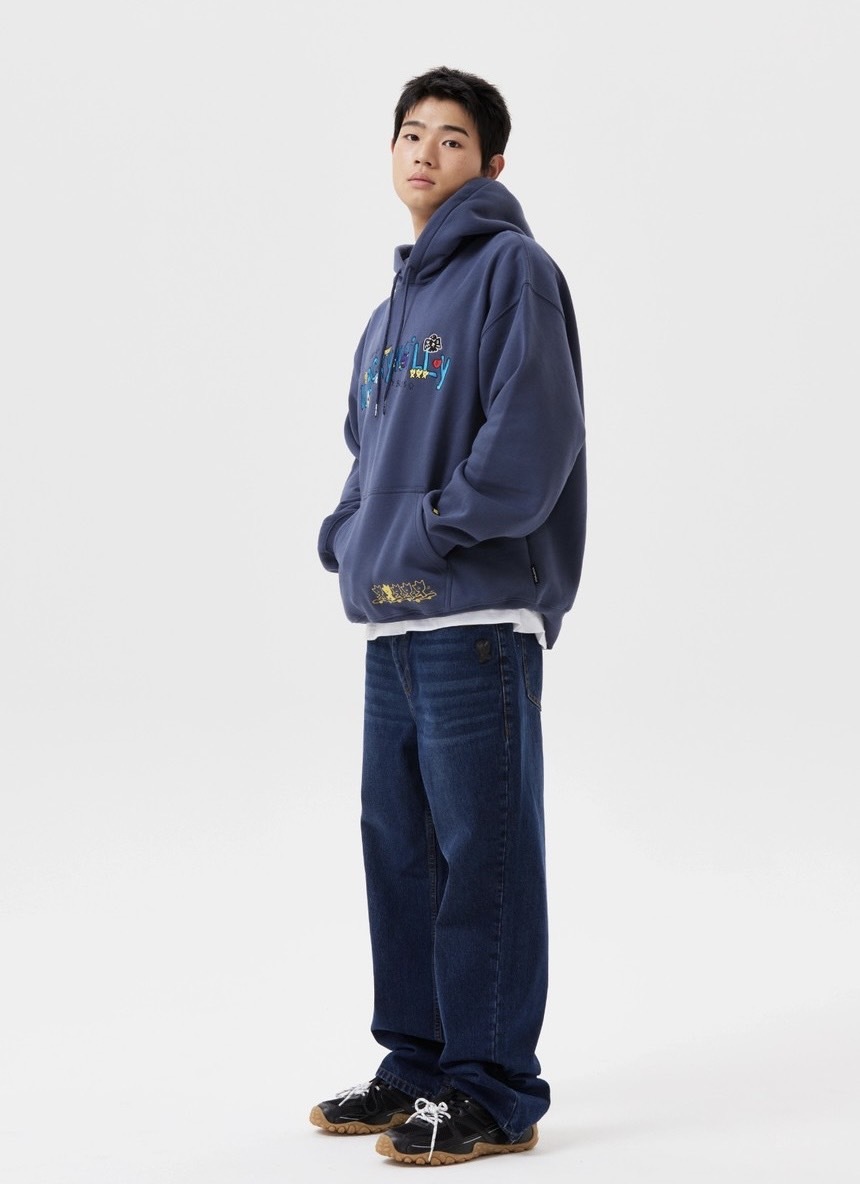 韓國 Wacky Willy 小飛人 個性塗鴉刺繡 長袖連帽上衣