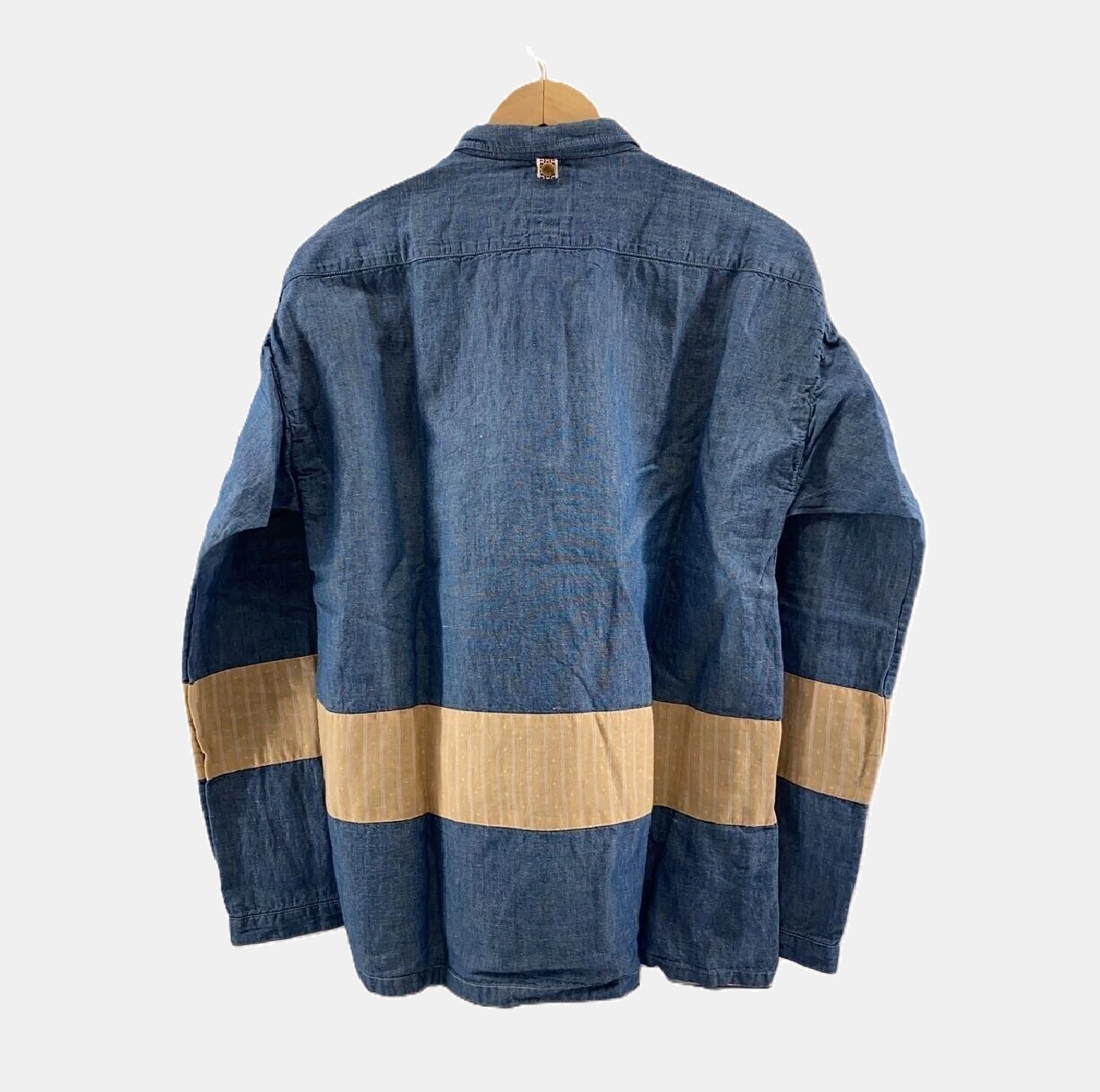 VISVIM KERCHIEF BORDER TUNIC CHAMBRAY SHIRT L/S (( USED A )) 中古美品 - INDIGO SIZE 3 PRE ORDER ITEM (預訂中)