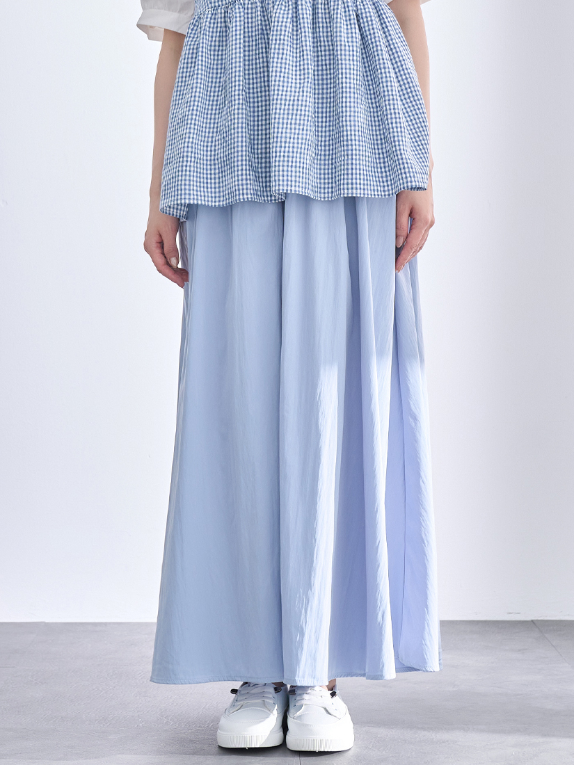 簡約自然打褶寬版褲裙