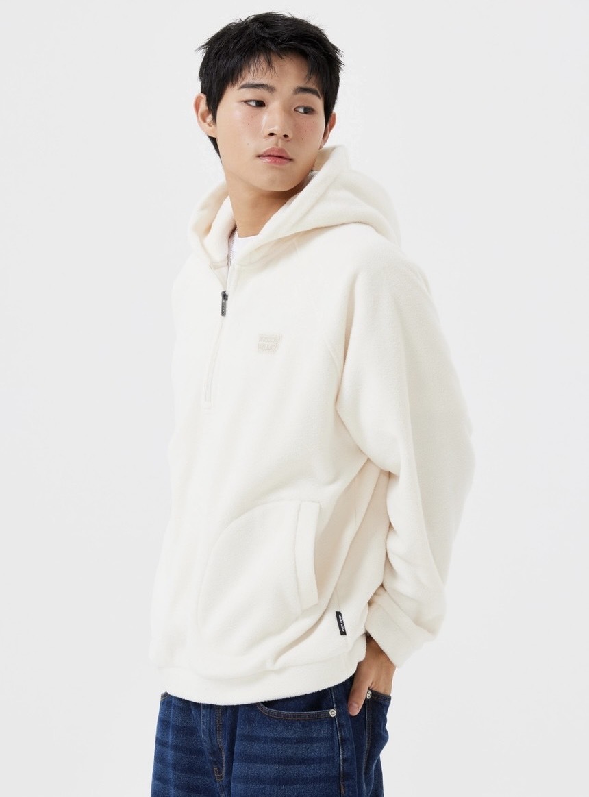 韓國 Wacky Willy 小飛人 羊毛半拉鏈連帽外套