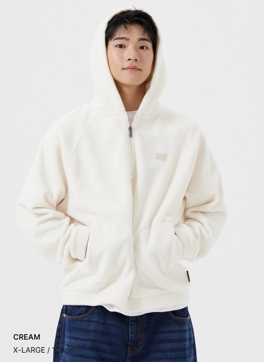 韓國 Wacky Willy 小飛人 羊毛半拉鏈連帽外套