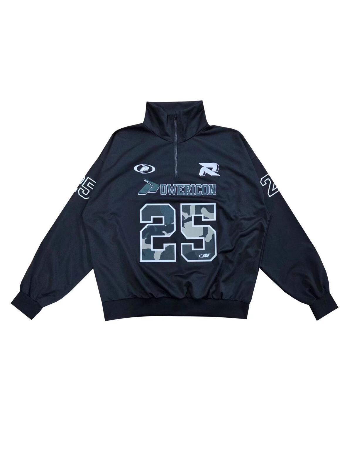 企領半開胸英文字圖案衛衣 T5861