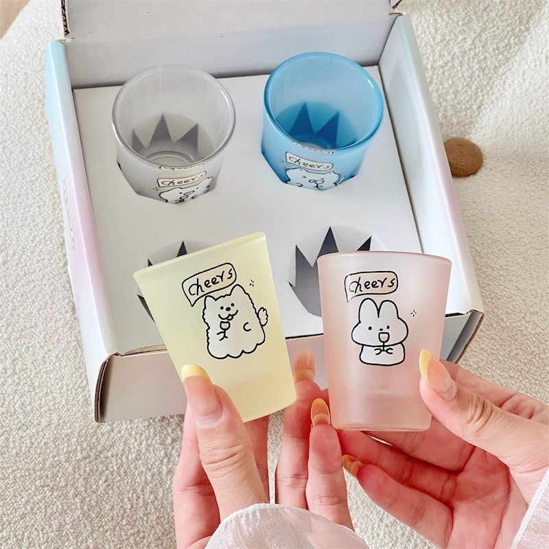 《12058》貓咪一口shot磨砂清酒杯/55ml