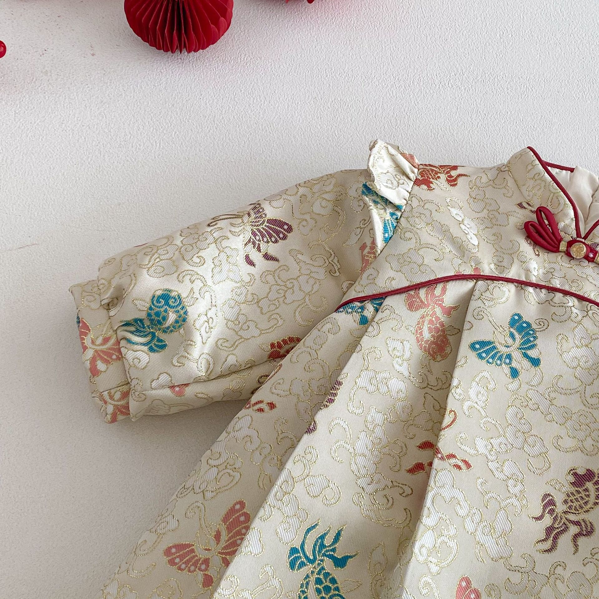 金羽蝶影  夾棉連身裙