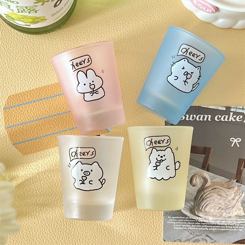 《12058》貓咪一口shot磨砂清酒杯/55ml