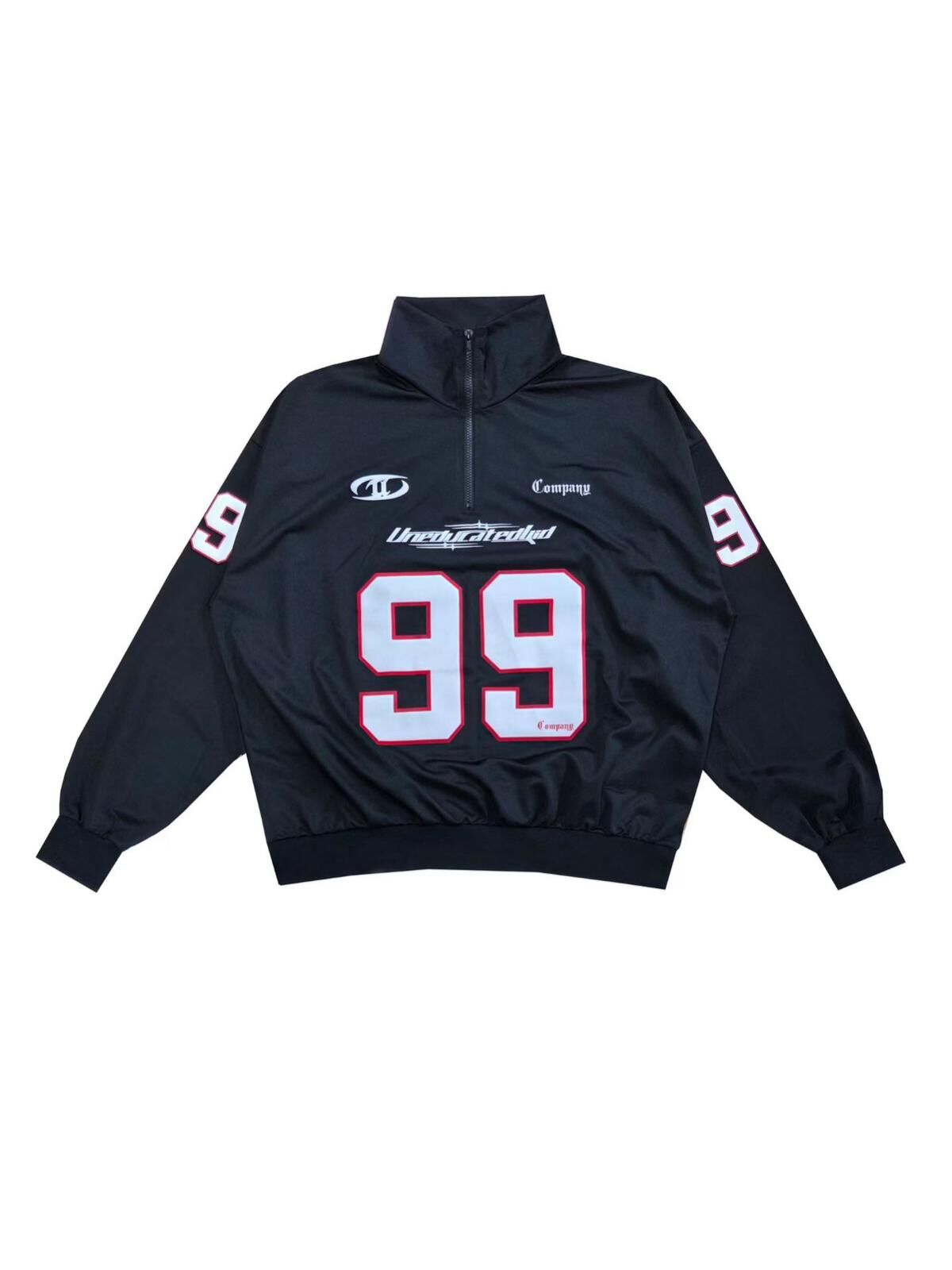 企領半開胸英文字圖案衛衣 T5862