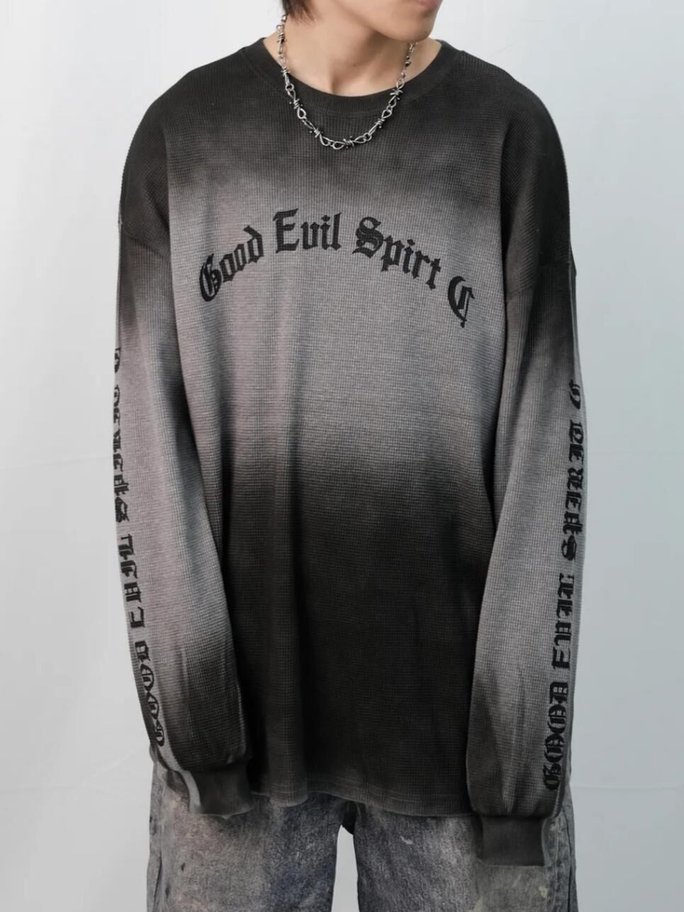 仿污英文字長袖衫 T5863