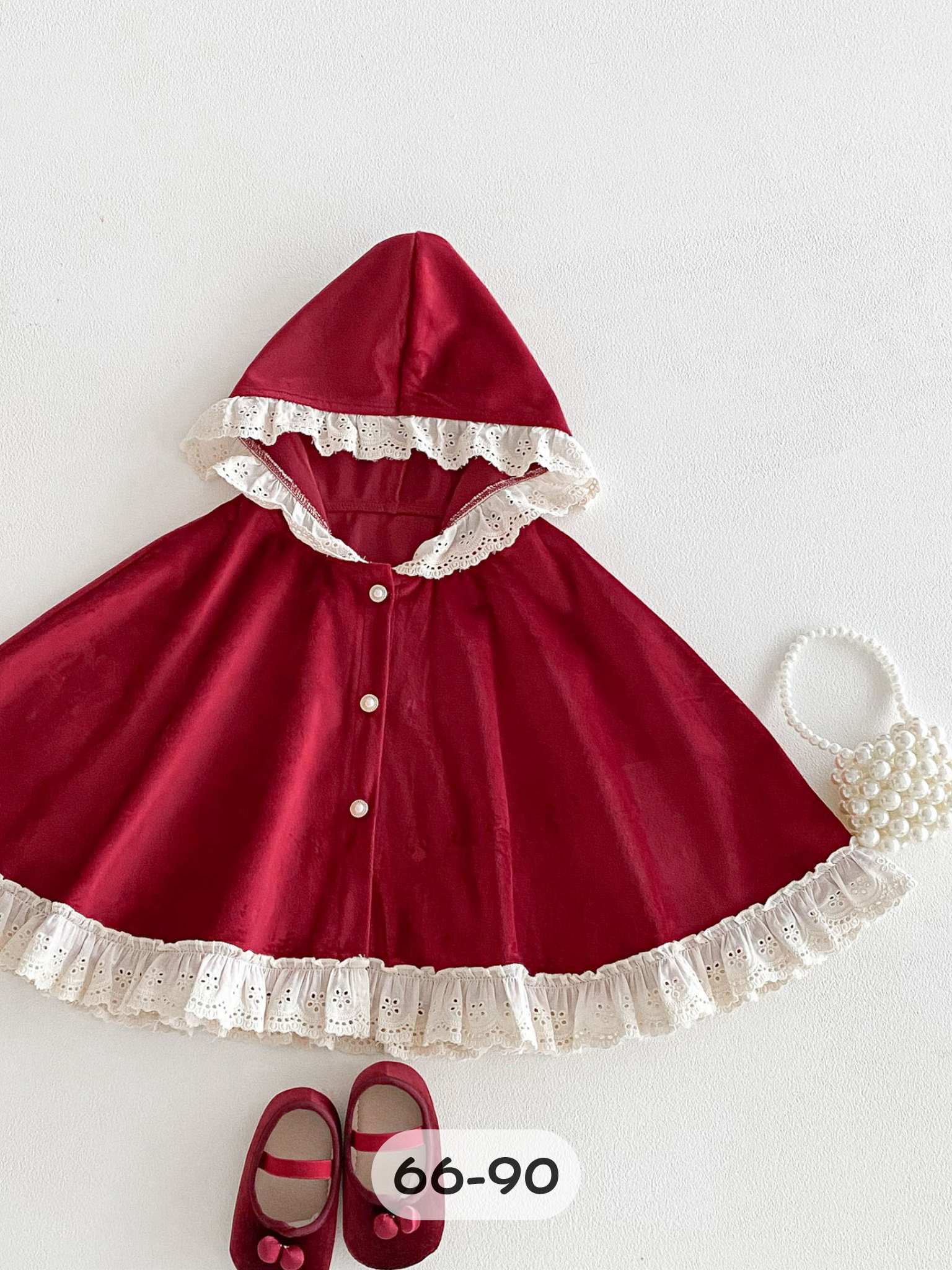 紅色蕾絲滾邊披肩