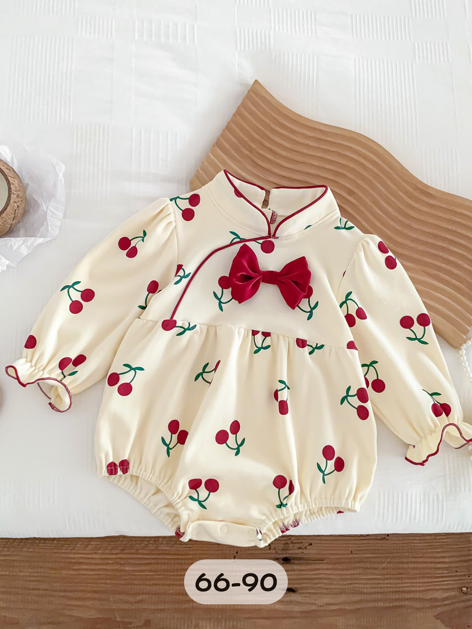 櫻綢小結 長袖包屁衣