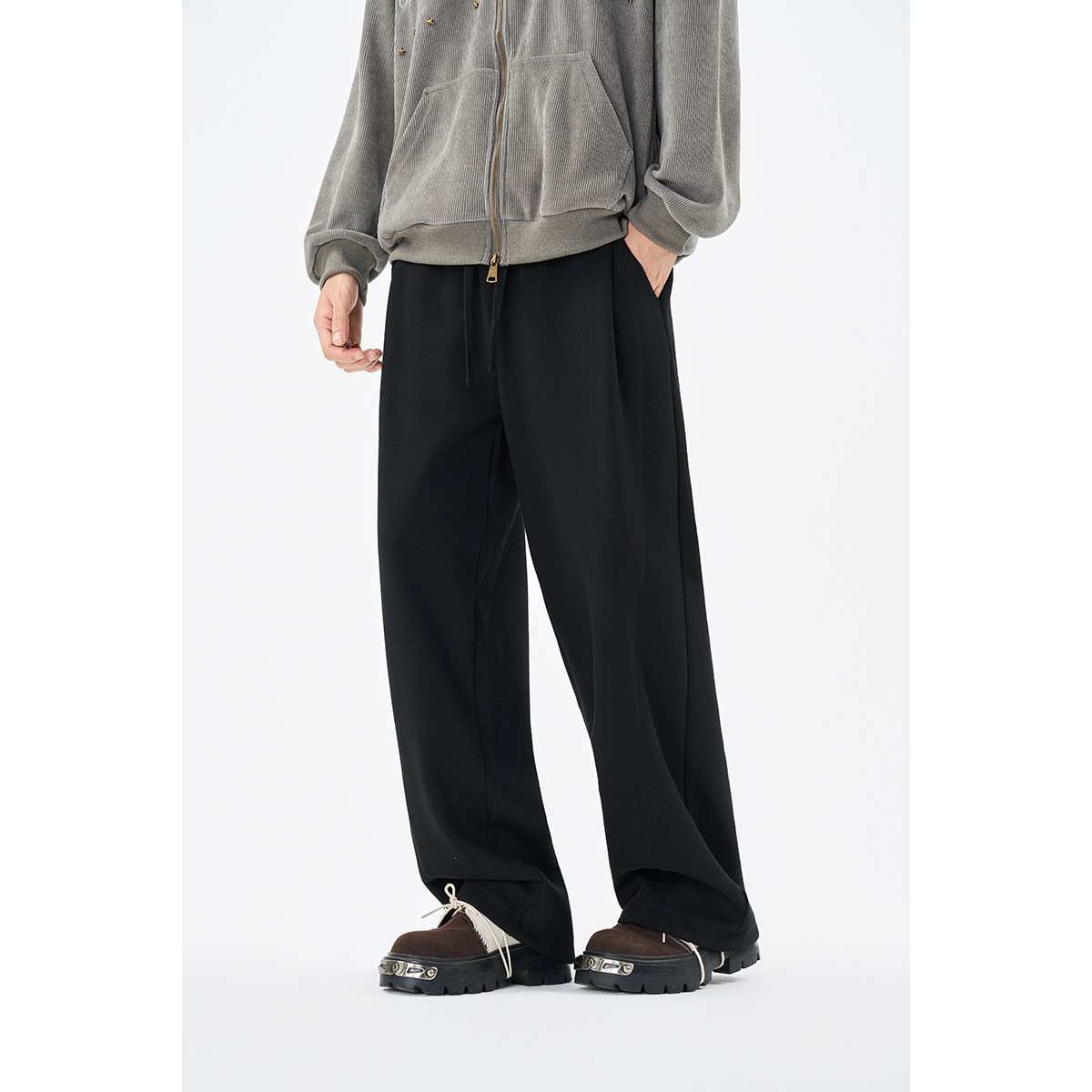 12M04 簡約素色抽繩休閒棉褲 三色