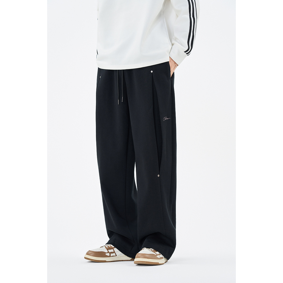 12M01 立體打摺設計休閒棉褲 兩色