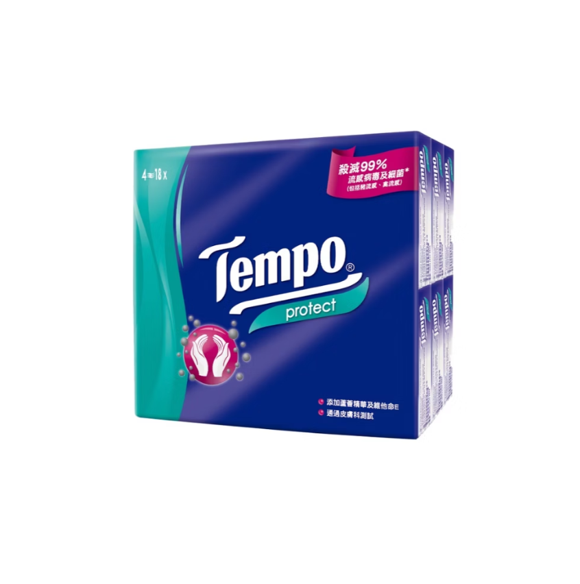 Tempo奢羽｜抗菌倍護4層迷你紙手帕 7抽*18小包*20袋／箱【1箱】