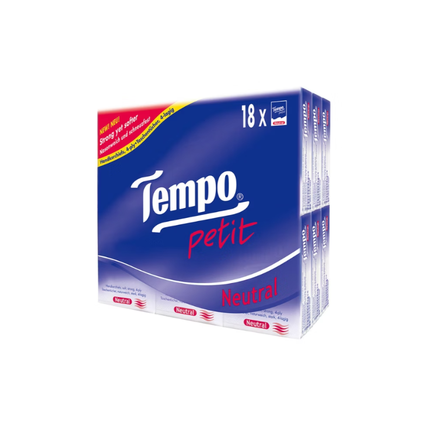 Tempo奢羽｜無香4層迷你纸手帕 7抽*18小包*20袋／箱【1箱】