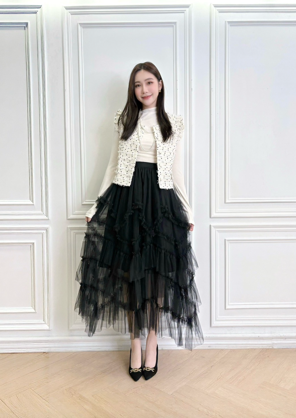 小香風點點抽鬚背心