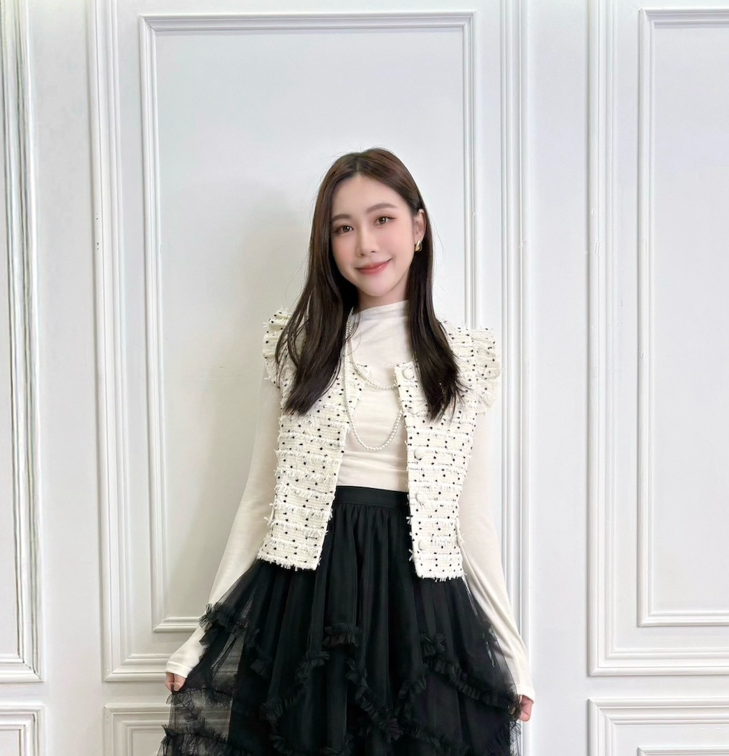 小香風點點抽鬚背心