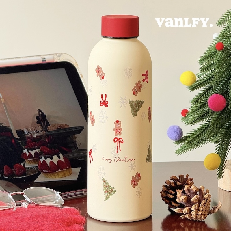 《12061》聖誕雪花熊熊保溫杯/500ml