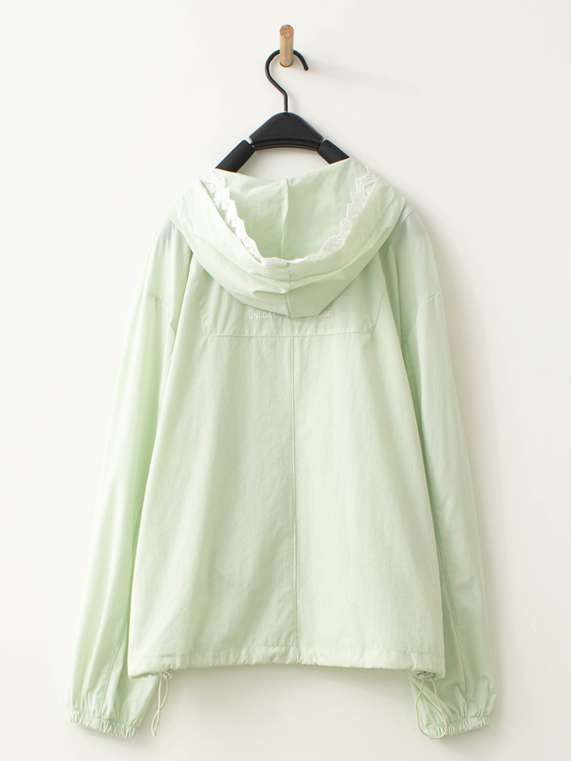 蕾絲織帶防曬連帽外套